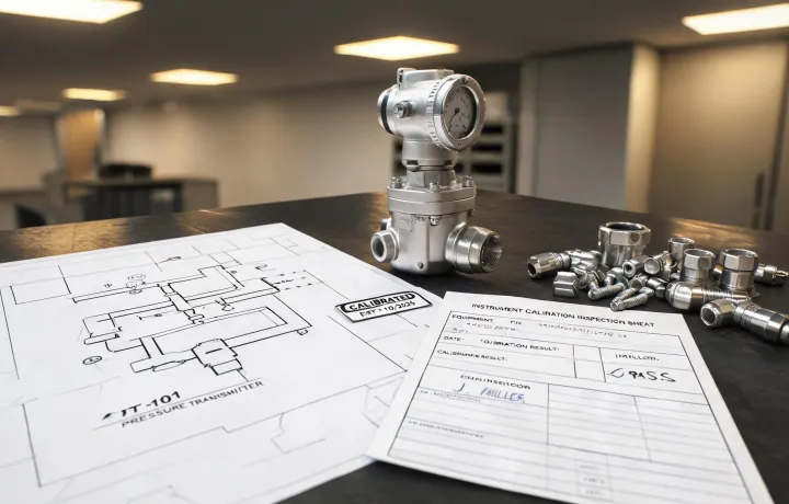 Process instrumentation planning table with drawings and transmitter records